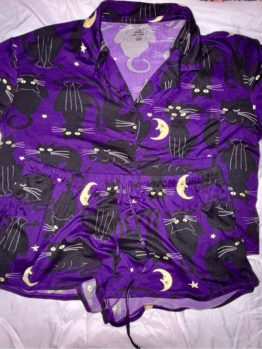Celebrate Halloween  Cat Print  Pajama Set - Women’s Sleepwear